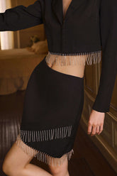 Mini-Wickelkleid mit Fransensaum