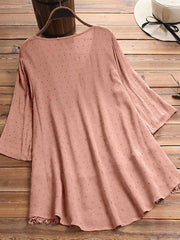 Blusas de mujer con botones, escote en V ajustado y corte liso