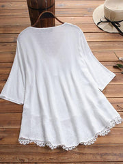 Blusas de mujer con botones, escote en V ajustado y corte liso