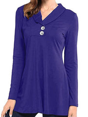 Camiseta holgada de manga larga lisa con cuello polo