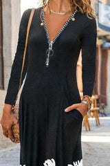 Vestido de manga larga con estampado floral y cremallera