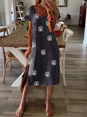 Plus Size Vintage Boho Hippie Holiday V Neck Casual Dresses