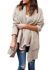 Taschen Shift Gestrickter Casual Pullover Cardigan