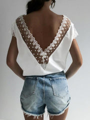 Schlichte Cut-Out-Spitze mit tiefem V-Ausschnitt für Damen