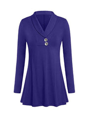 Camiseta holgada de manga larga lisa con cuello polo