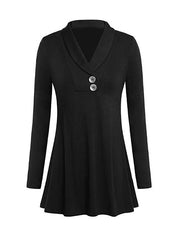 Camiseta holgada de manga larga lisa con cuello polo