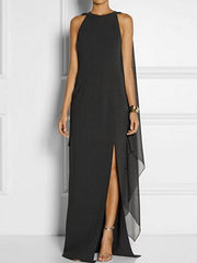 Vestido largo maxi sin mangas negro sólido color capas dividido verano talla grande caliente elegante dividido negro púrpura rojo azul real SML XL XXL 3XL 4XL 5XL