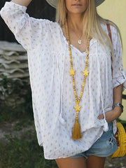 Blusas de manga larga con estampado de estrellas para dama de talla grande