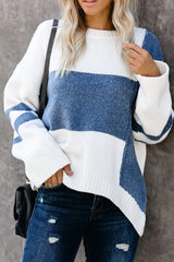 Suéter de punto con bloques de colores "Abraza la temporada"