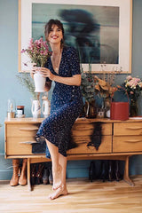 Galaxy Button Vintage Wickel-Midikleid