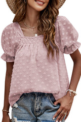 On The Spot Swiss Dot Short Sleeve Top
