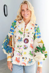 Top de manga larga con estampado bohemio y chic artístico