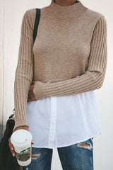 Double Layer High-Neck Knit Top