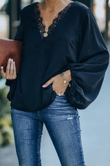 Date Night Out Lace Balloon Sleeve Top