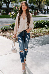 Enternally Bold V-Neck Long Sleeve Top