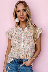 Happy Thoughts Floral Print Short Sleeve Top