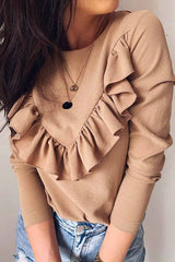 Coastline Ruffle Shoulder Long Sleeve Shirt