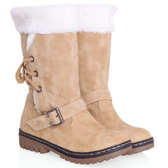 Botas de mujer con tacón bajo, punta redonda y tacón liso