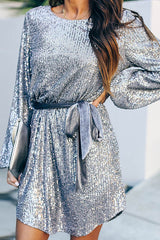 Glamorous Sequin Tie-Waist Mini Dress
