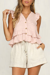 Sweet Songbird V-neck Layered Ruffle Top