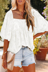 Hours with You Floral Jacquard Short Sleeve Top