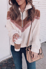 Top de peluche con cremallera y diseño de gato esponjoso