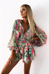 Sunny Days Ahead Printed Wrap Romper
