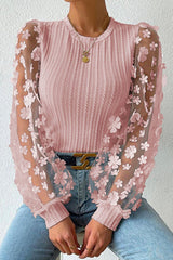 Top de punto acanalado con flores New Days Ahead