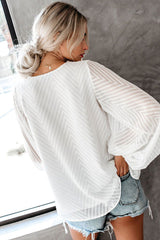 Chic Frills Balloon Sleeve Lace Top