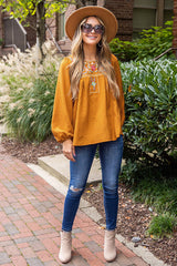 Blusa con bordado bohemio amarillo "Spend The Day"