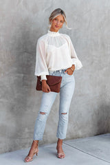 Dream Of The Day Smocked Statement Sleeve Top