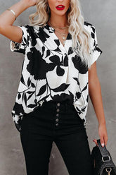 Top de manga corta con estampado floral de miel silvestre