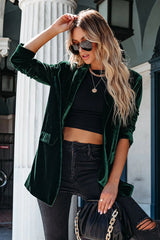 Officially Impressive Velvet Long Sleeve Blazer