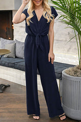 Divine Time V-neck Wide Leg Jumpsuit