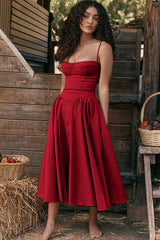 Vestido midi con bustier y tirantes "Anhelo de amor"