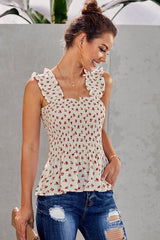 Forever Young – Plissiertes Tanktop mit Blumenmuster