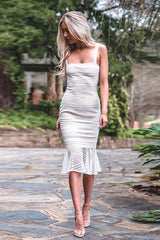 Give a Glam Lace Fishtail Midi Dress