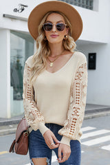 Suéter de punto de encaje de crochet Loving My Life