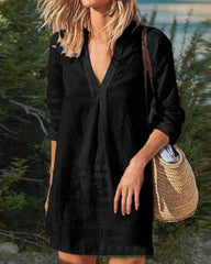 Yearn Leinenkleid mit V-Ausschnitt