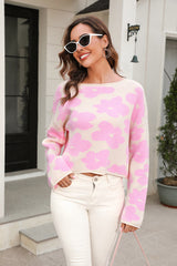 Suéter de punto con flores "Abre tu corazón"