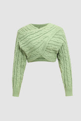 Suéter corto de punto trenzado cruzado