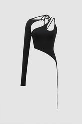 Asymmetric Halter Tie Cut Out Top
