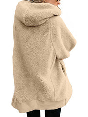 Plain Woman Fashion Hooded Zipper Daily Coats