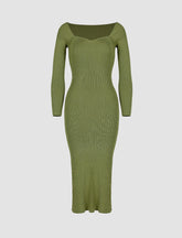 Retro Back Slit Knit Mid-length Dress