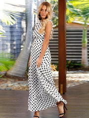 Pretty Dot Round-neck Maxi Dresses