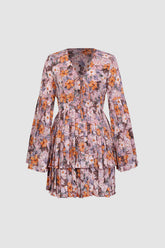 Minivestido floral con vuelo y capas en la parte inferior