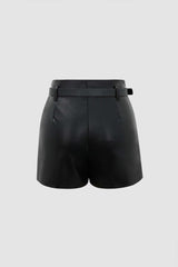 Faux Leather Shorts With Belt