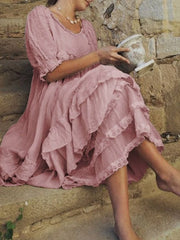 Vestido largo de encaje con temperamento