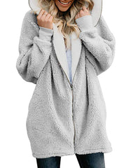 Plain Woman Fashion Hooded Zipper Daily Coats