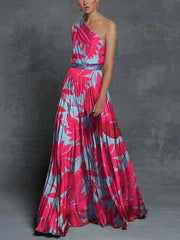 Swing-Kleid Maxi-Langkleid Ärmellos Print Bäume
